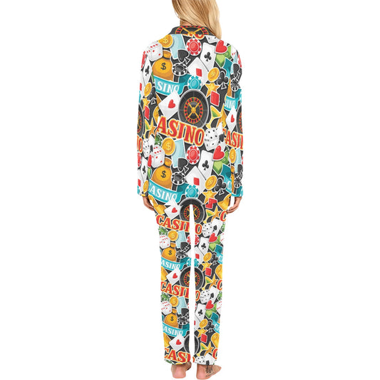 Casino Pattern Print Design 03 Women's Long Pajama Set