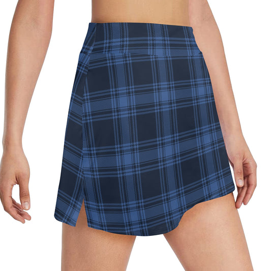 Tartan Blue Print Design LKS304 17" Golf & Pickleball Skort with Pockets