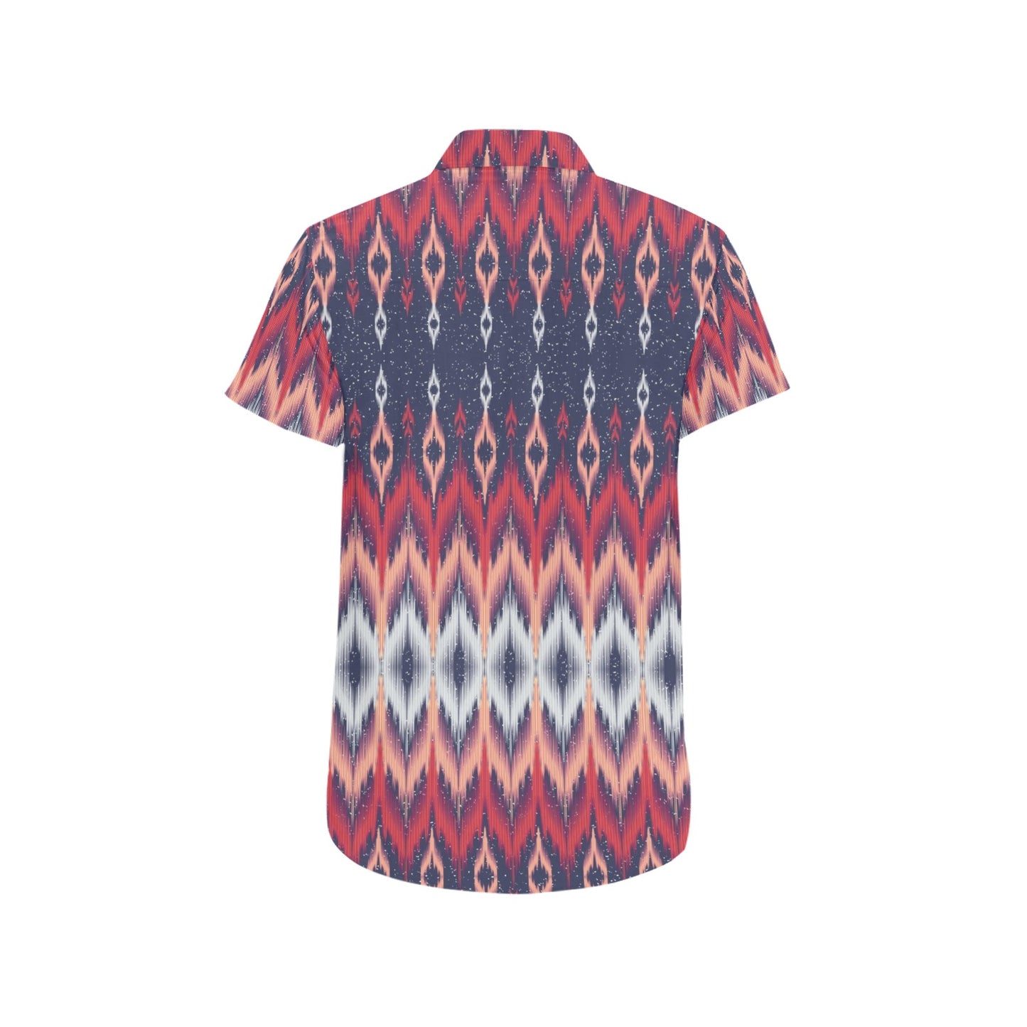 Ikat Print Design LKS401 Men Short Sleeve Button Up Shirt
