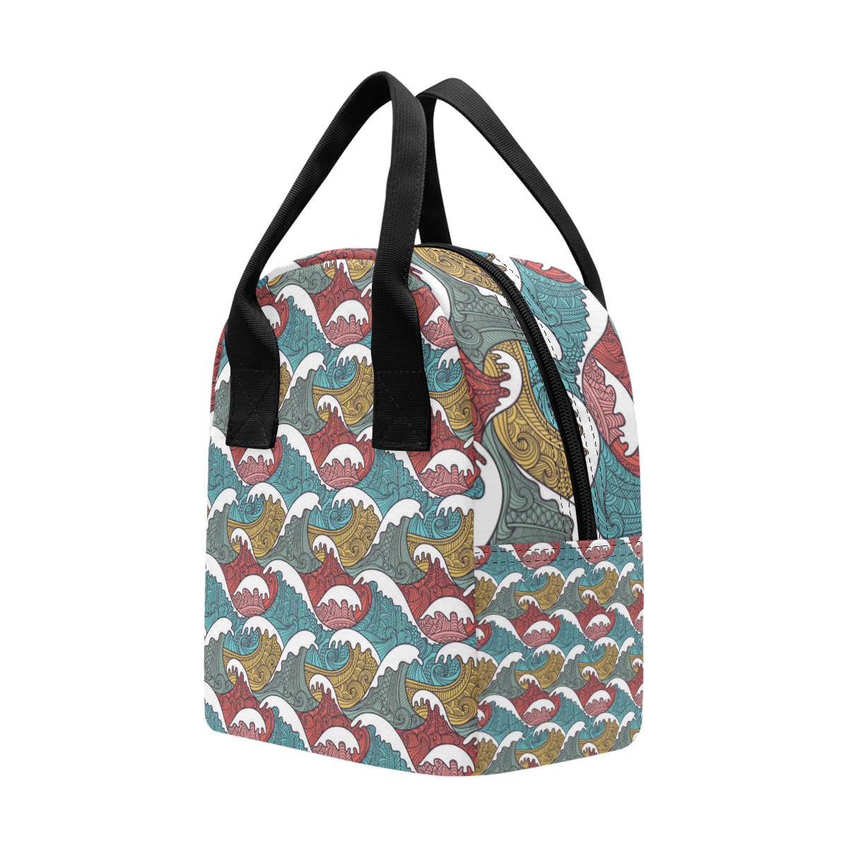 Tribal Wave Pattern Print Insulated Lunch Bag