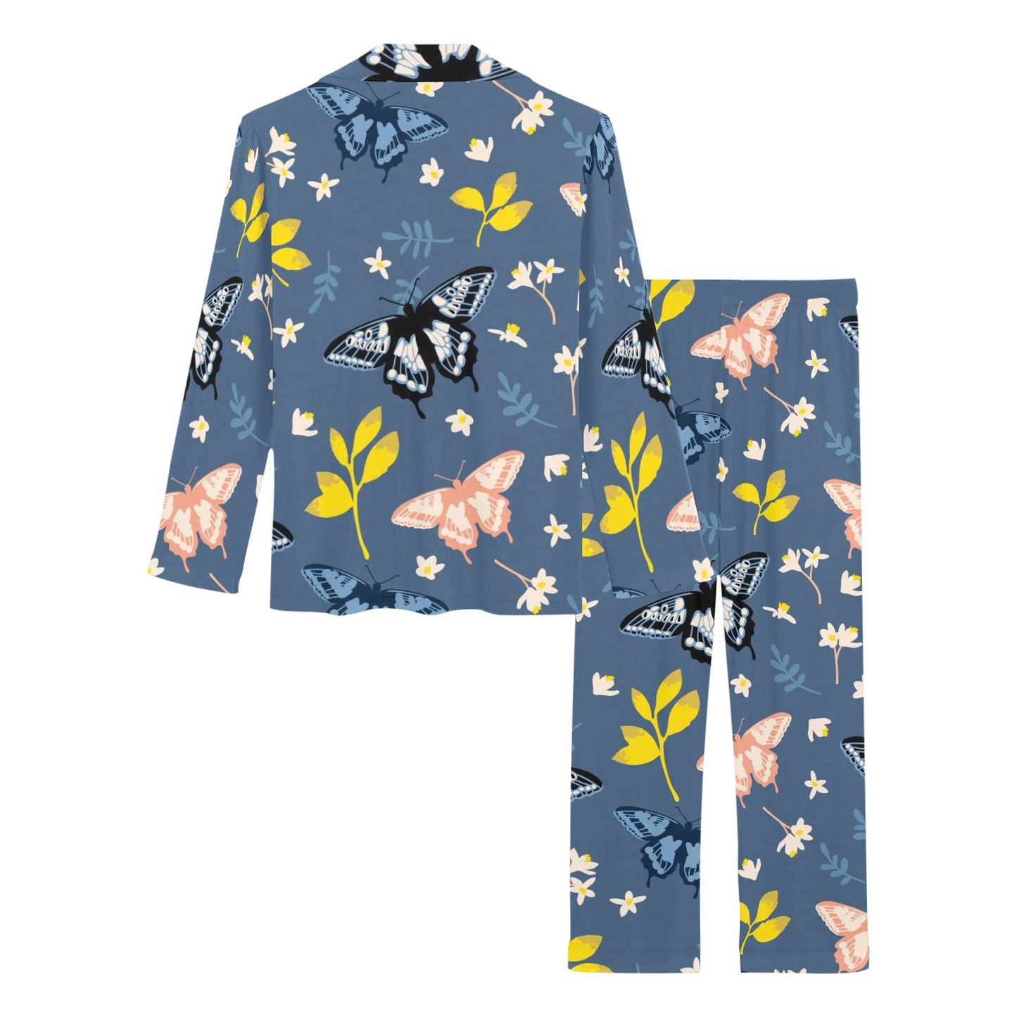 Monarch Butterfly Pattern Print Design 02 Women's Long Pajama Set