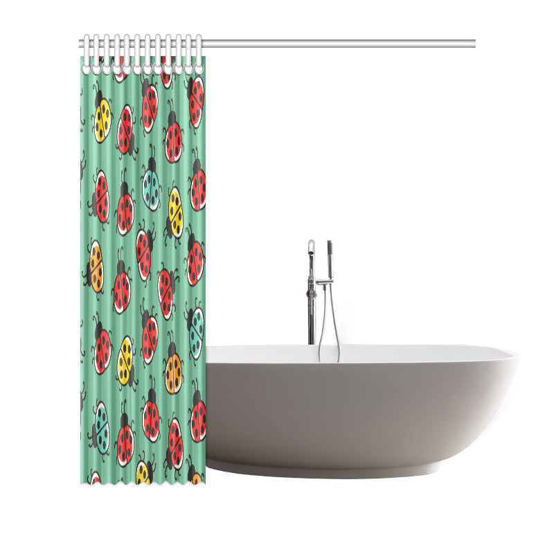 Ladybug Pattern Print Design 02 Shower Curtain