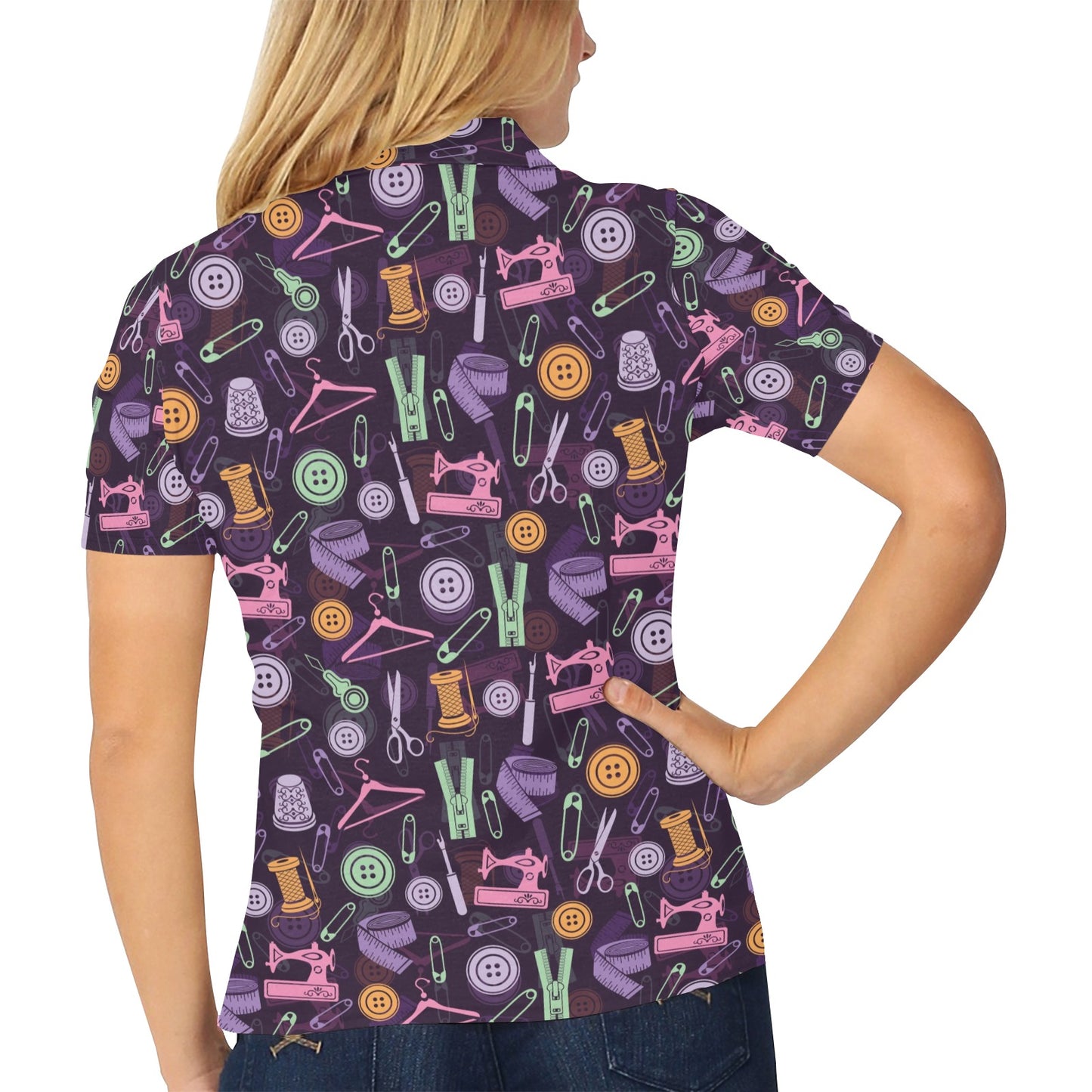 Sewing Equipment Print Design LKS306 Women's Polo Shirt