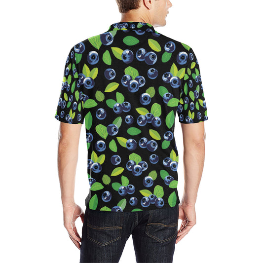 Blueberry Pattern Print Design BB03 Men Polo Shirt