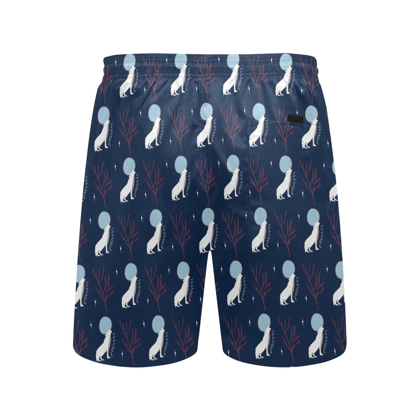 Wolf Moon Print Design LKS304 Men's Swim Trunks Beach Shorts