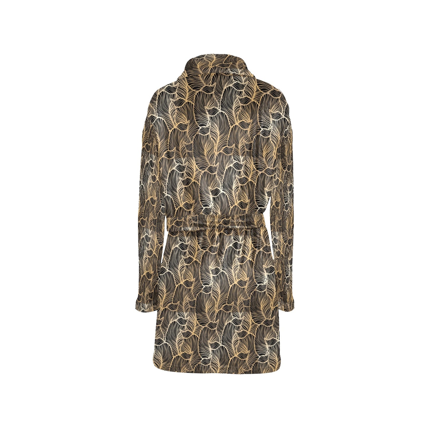 Elegant Gold leaf Print Women's Fleece Robe
