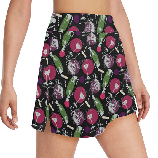 Wine Print Design LKS307 17" Golf & Pickleball Skort with Pockets