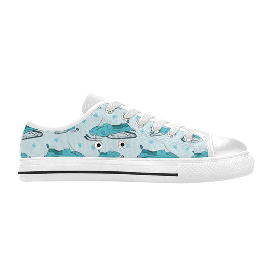 Snowmobile Print Design LKS301 Women's White Low Top Shoes