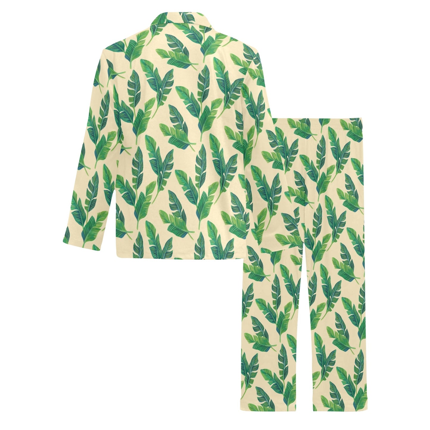 Banana Leaf Pattern Print Design 01 Men's Long Pajama Set