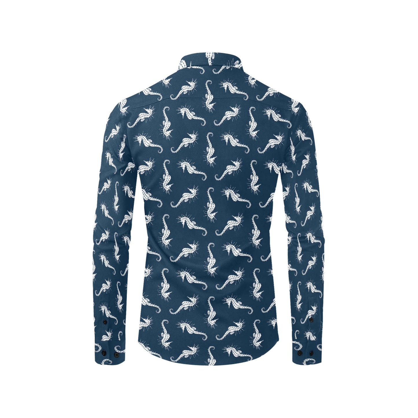 SeaHorse Print Design LKS402 Men's Long Sleeve Dress Shirt
