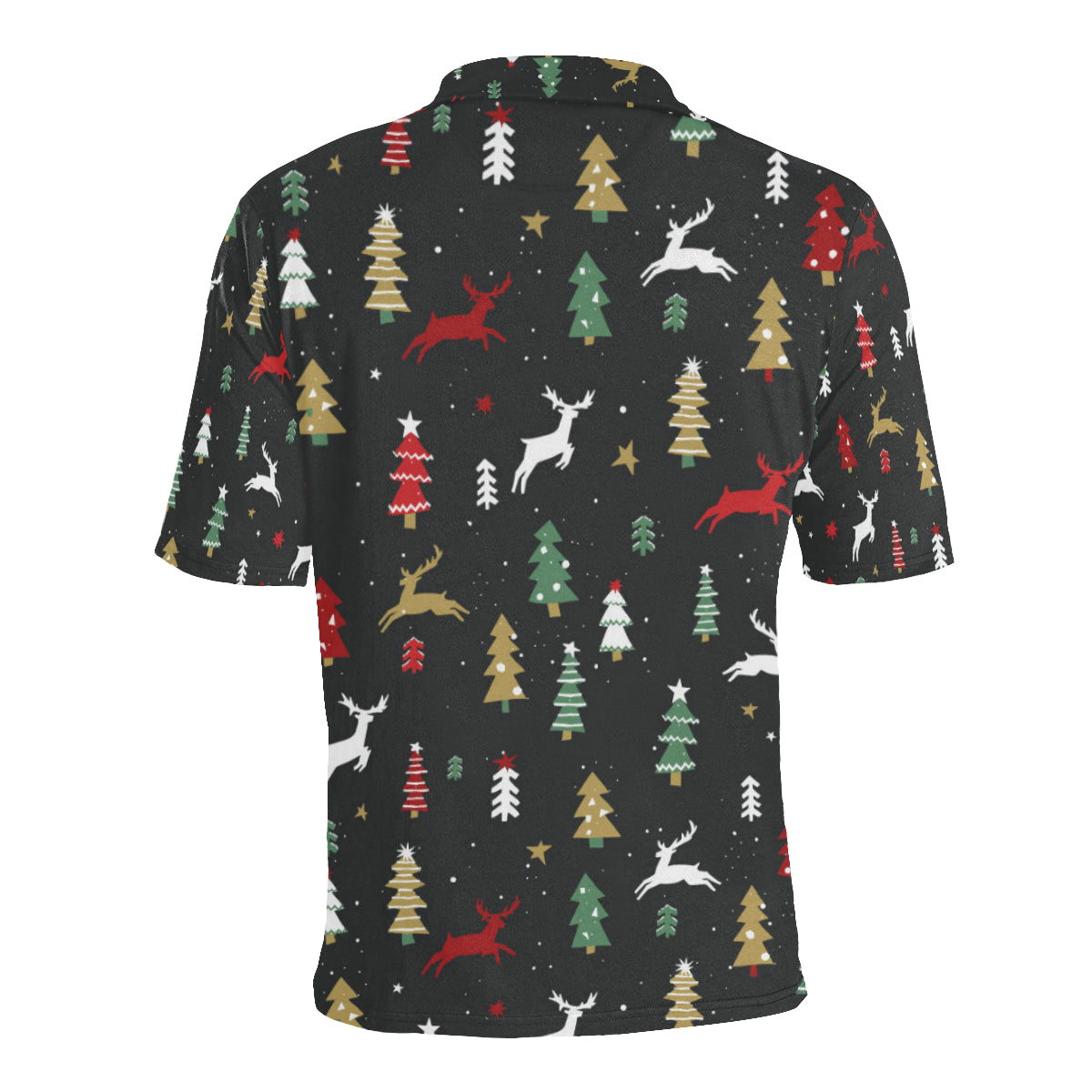 Christmas Tree Deer Style Pattern Print Design 03 Men Polo Shirt