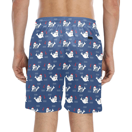 Sea Lion Print Design LKS403 Men's Swim Trunks Beach Shorts