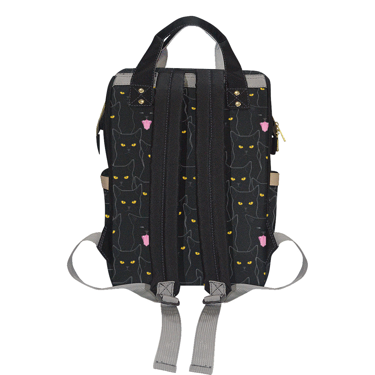 Black Cat Yellow Eyes Print Pattern Diaper Bag Backpack