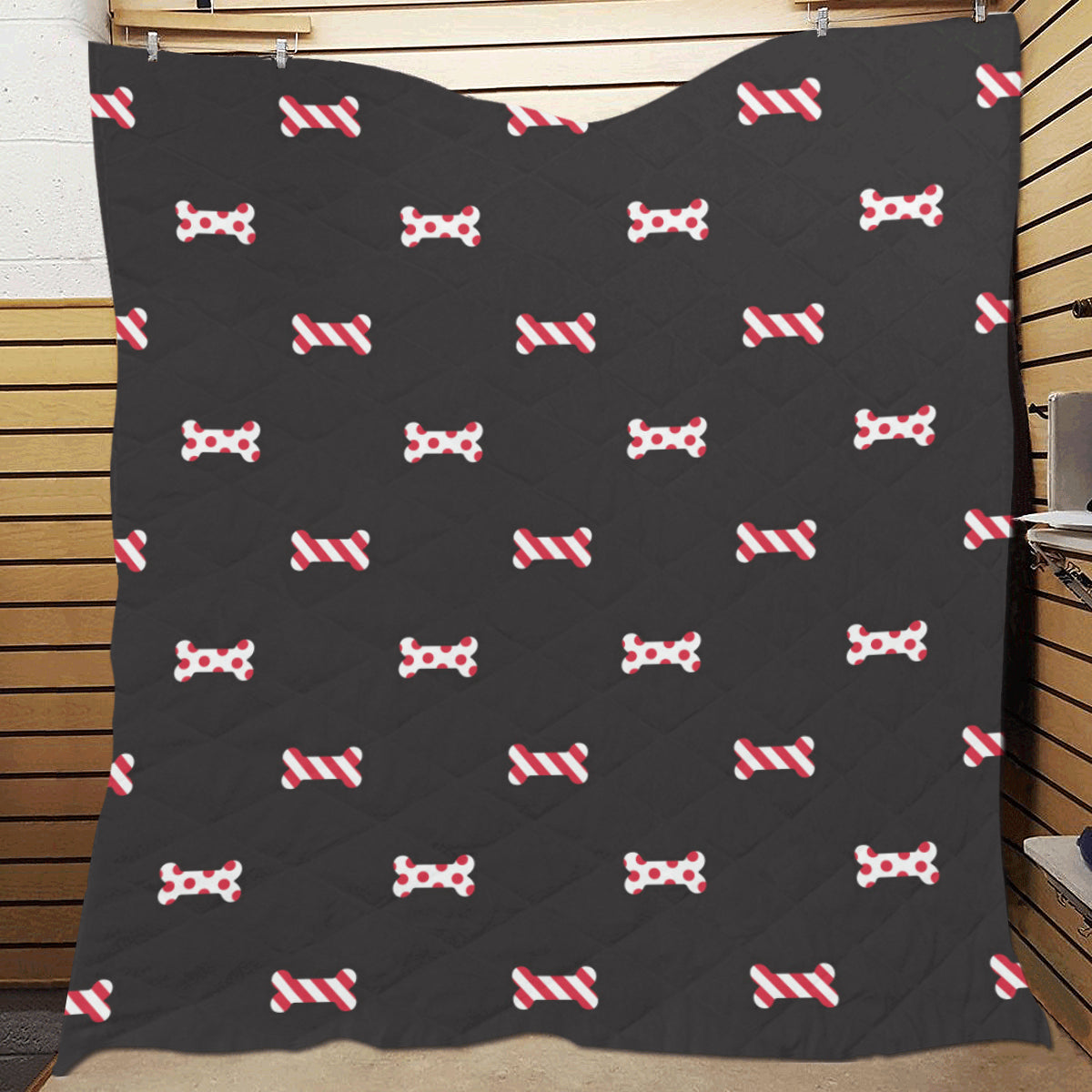 Dog Bone Pattern Print Design 04 Premium Quilt