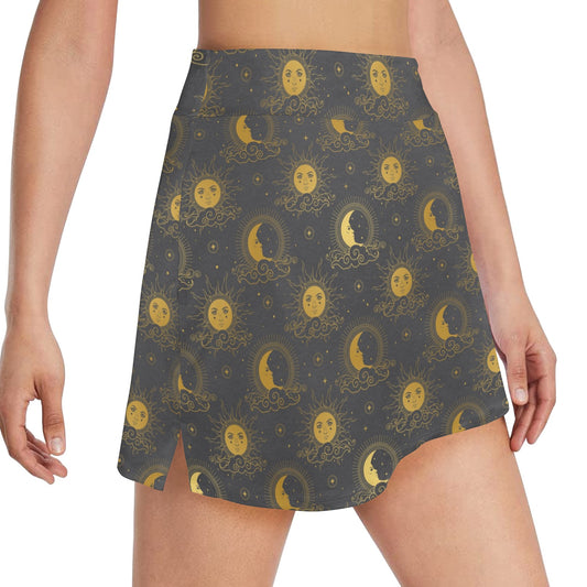 Sun Moon Print Design LKS305 17" Golf & Pickleball Skort with Pockets