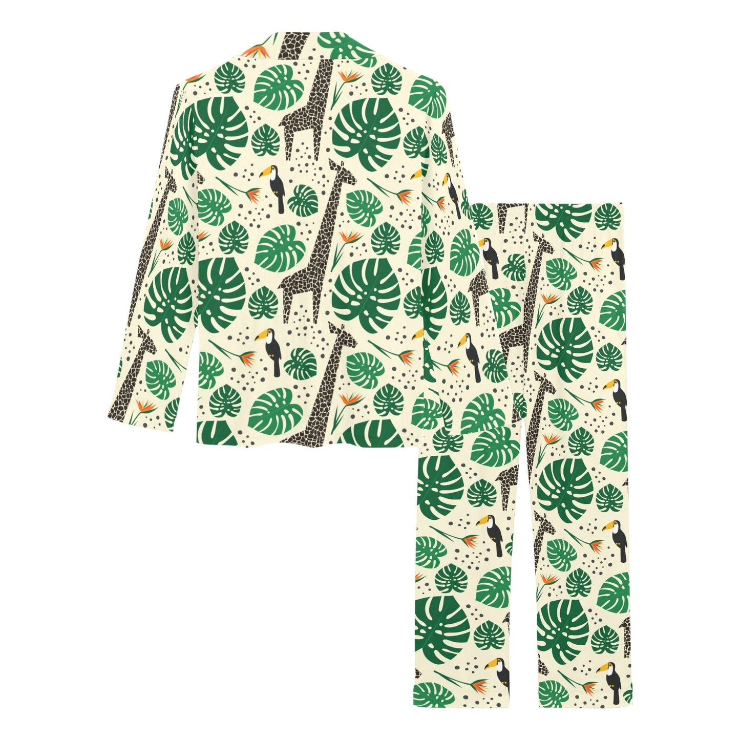 Rainforest Giraffe Pattern Print Design A02 Women's Long Pajama Set
