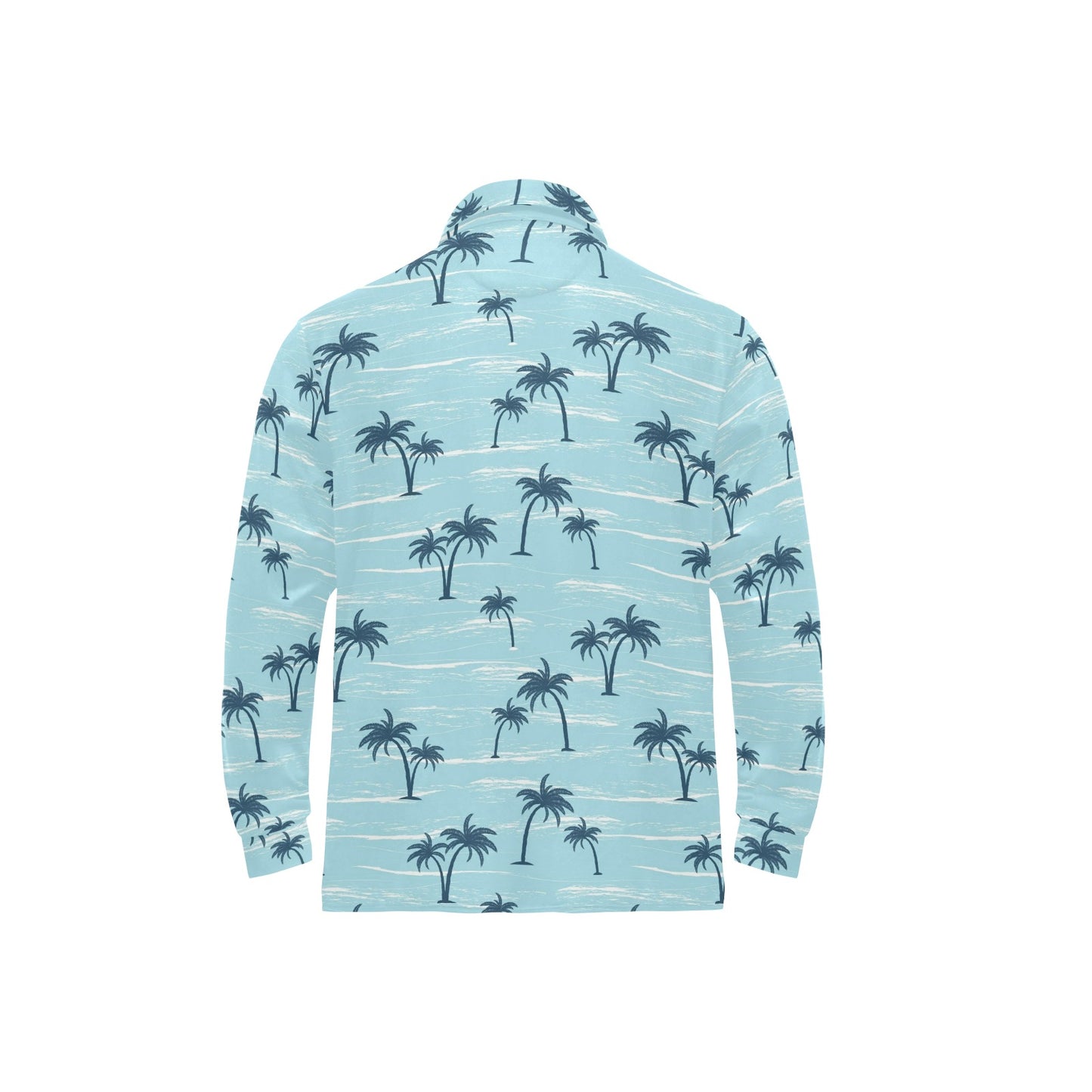 Palm Tree Pattern Print Design PT04 Long Sleeve Polo Shirt For Men's