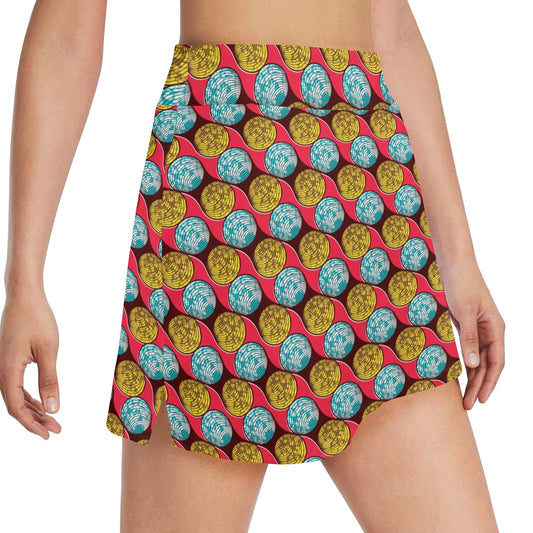 African Fashion Print Pattern 17" Golf & Pickleball Skort with Pockets
