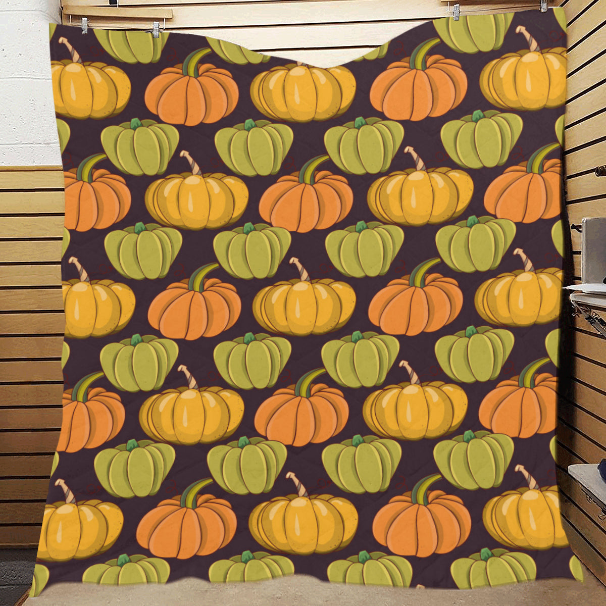 Pumpkin Pattern Print Design A01 Premium Quilt