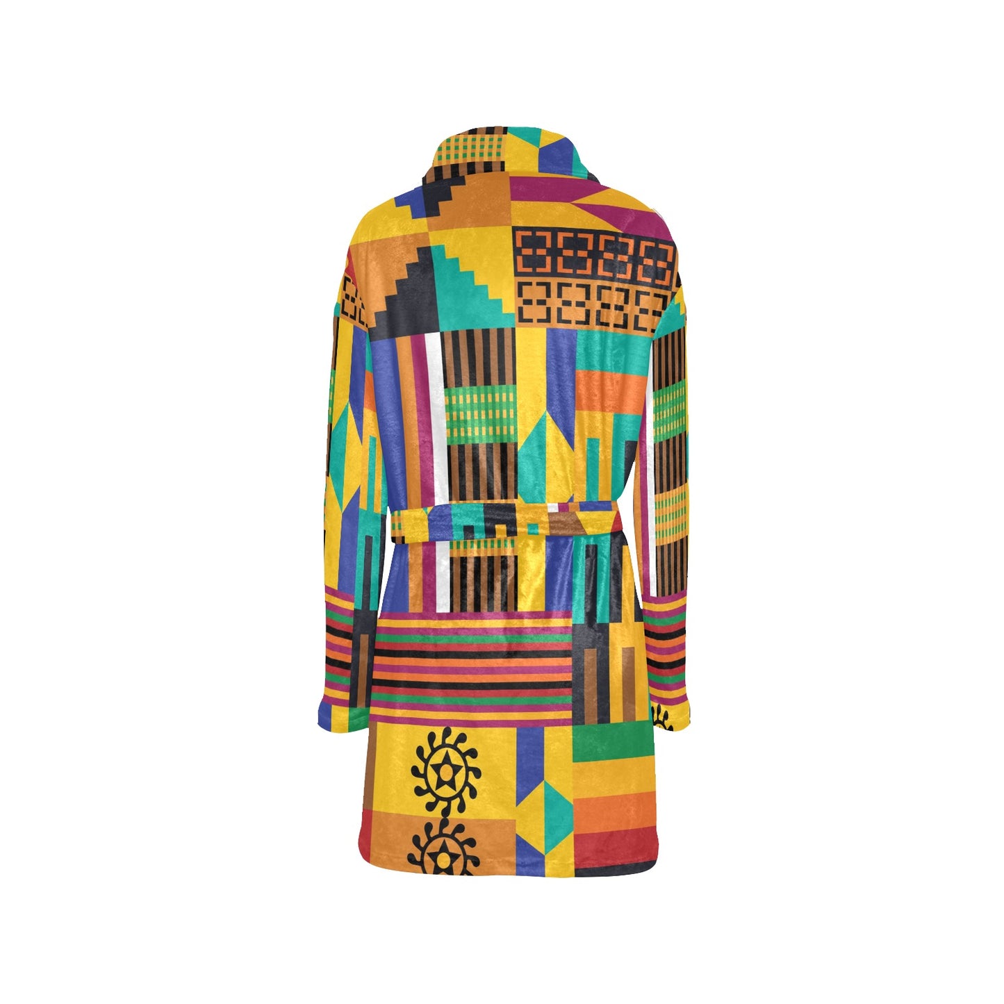 Kente Pattern Print Design 03 Women's Fleece Robe