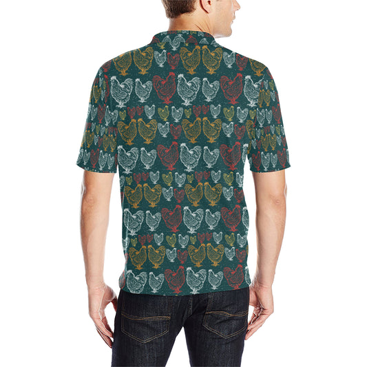 Rooster Hand Draw Design Men Polo Shirt