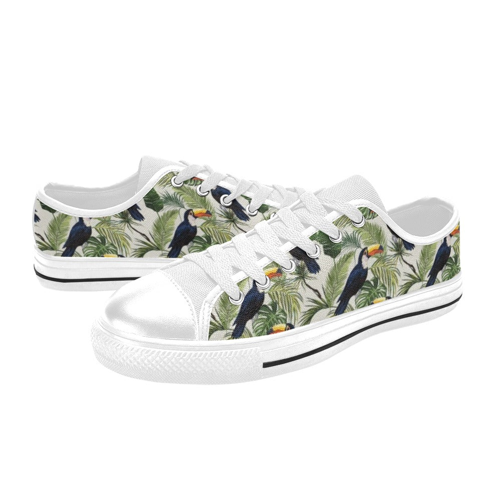 Toucan Print Design LKS308 Women's White Low Top Shoes