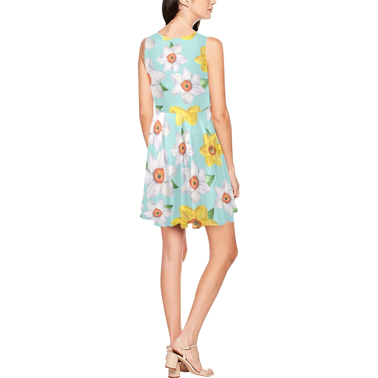 Daffodils Pattern Print Design DF07 Sleeveless Dress