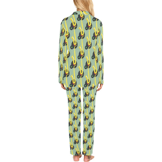 Saxophone Print Design LKS405 Women's Long Pajama Set