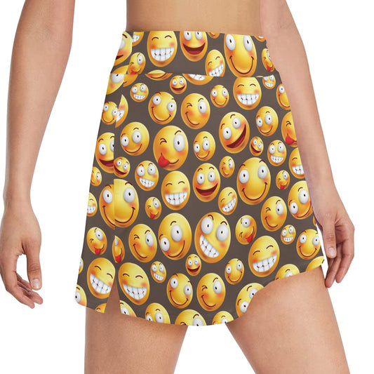 Smiley Face Emoji Print Design LKS303 17" Golf & Pickleball Skort with Pockets