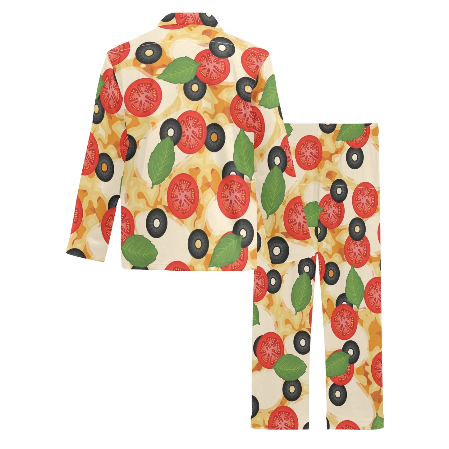 Pizza Pattern Print Design A05 Men's Long Pajama Set
