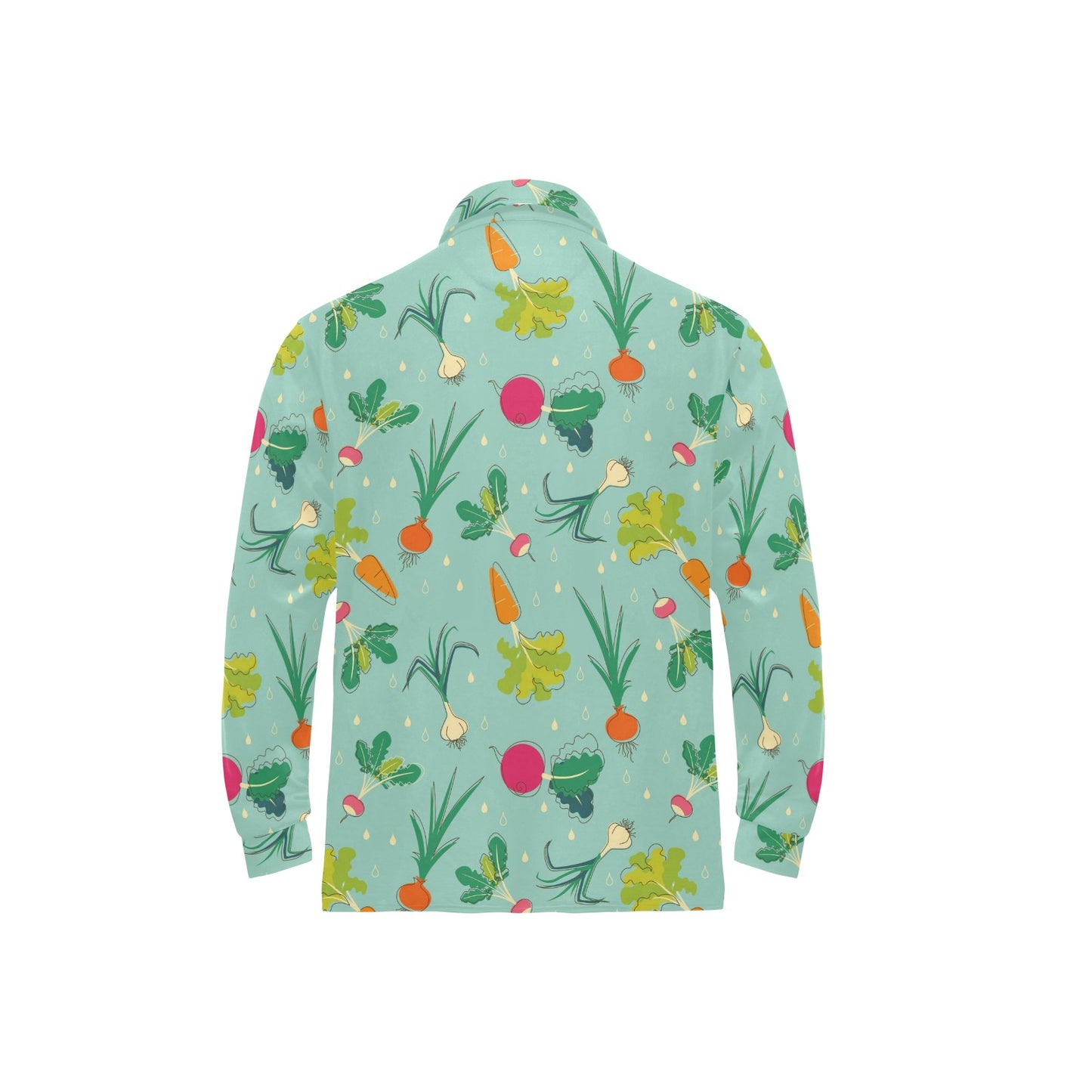 Radish Pattern Print Design A01 Long Sleeve Polo Shirt For Men's