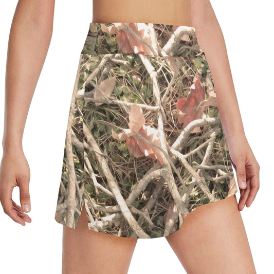 Camouflage Realistic Tree Authumn Print 17" Golf & Pickleball Skort with Pockets