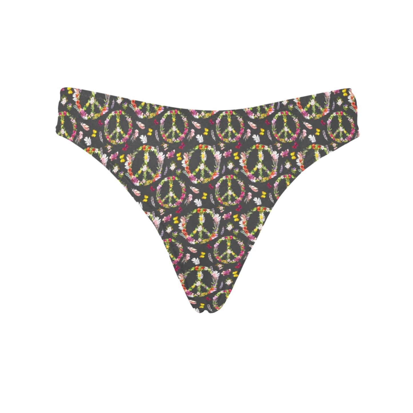 Peace Sign flowers Design Print Women's Thongs