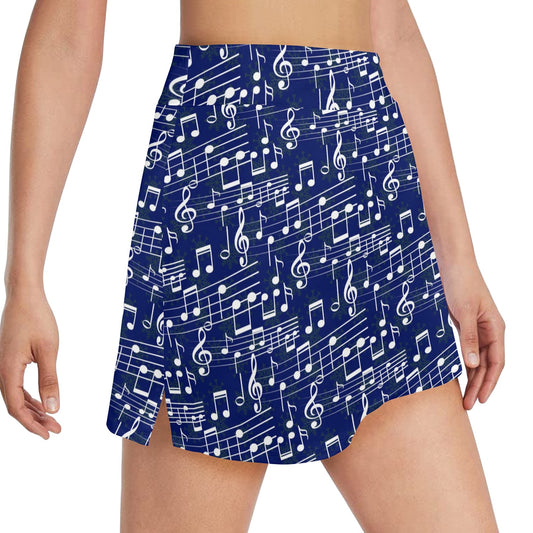 Music Note Blue Themed Print 17" Golf & Pickleball Skort with Pockets