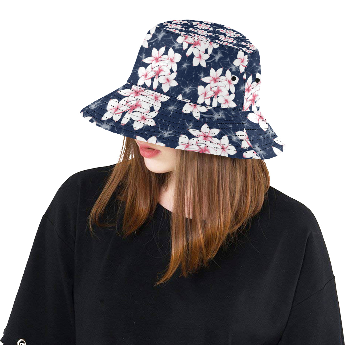 Plumeria Pattern Print Design PM017 Unisex Bucket Hat