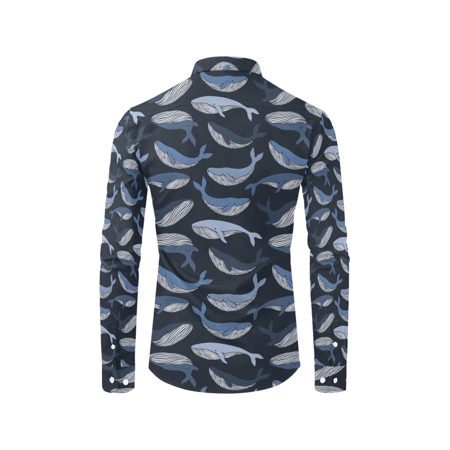 Whale Print Design LKS301 Men's Long Sleeve Dress Shirt