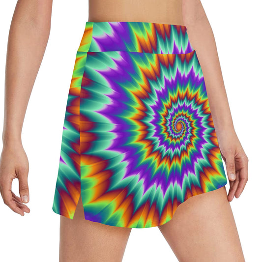 Optical illusion Pulsing fiery spirals 17" Golf & Pickleball Skort with Pockets
