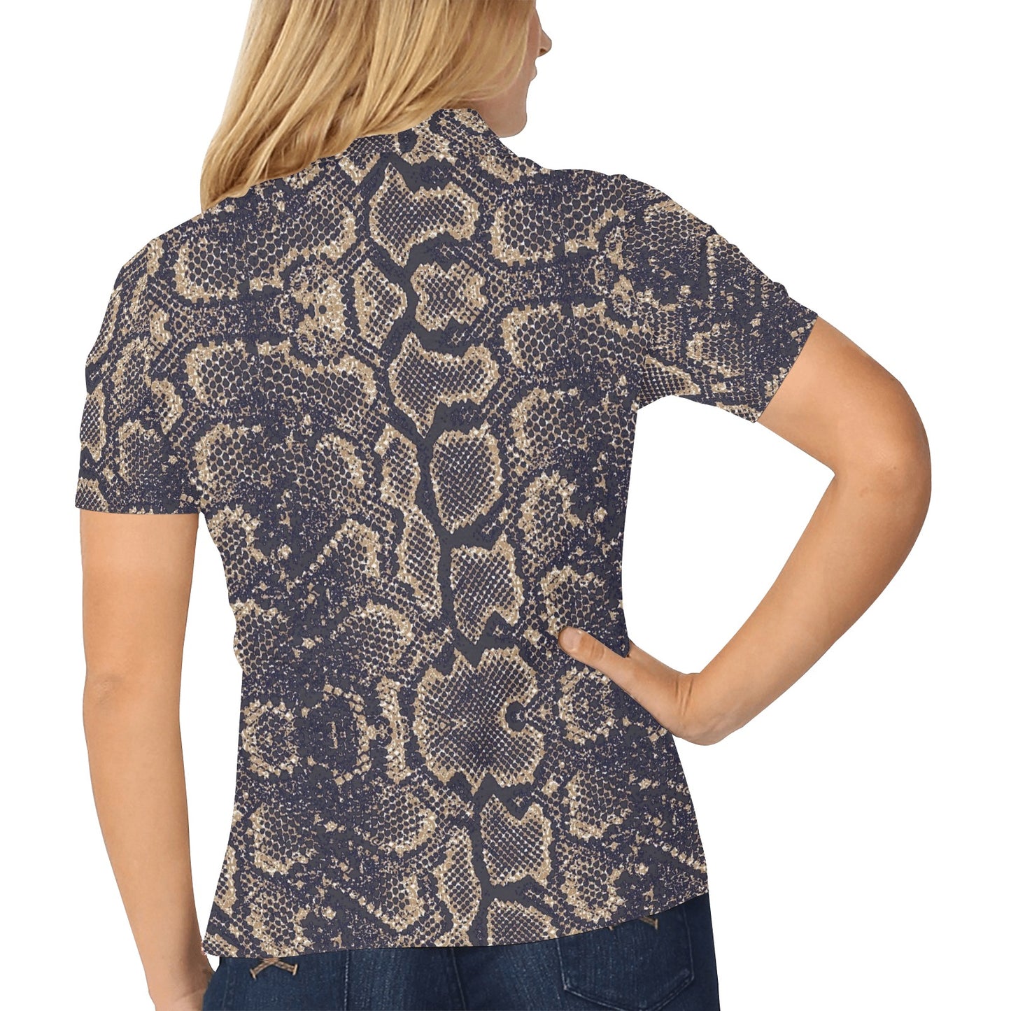 Snake Skin Pattern Print Women's Polo Shirt