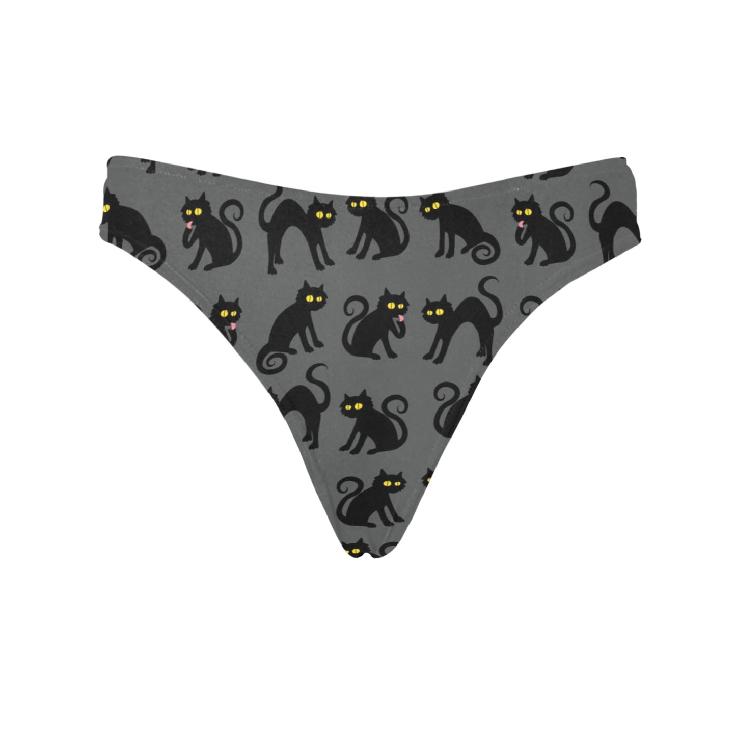 Black Cat Cute Print Pattern Women's Thongs