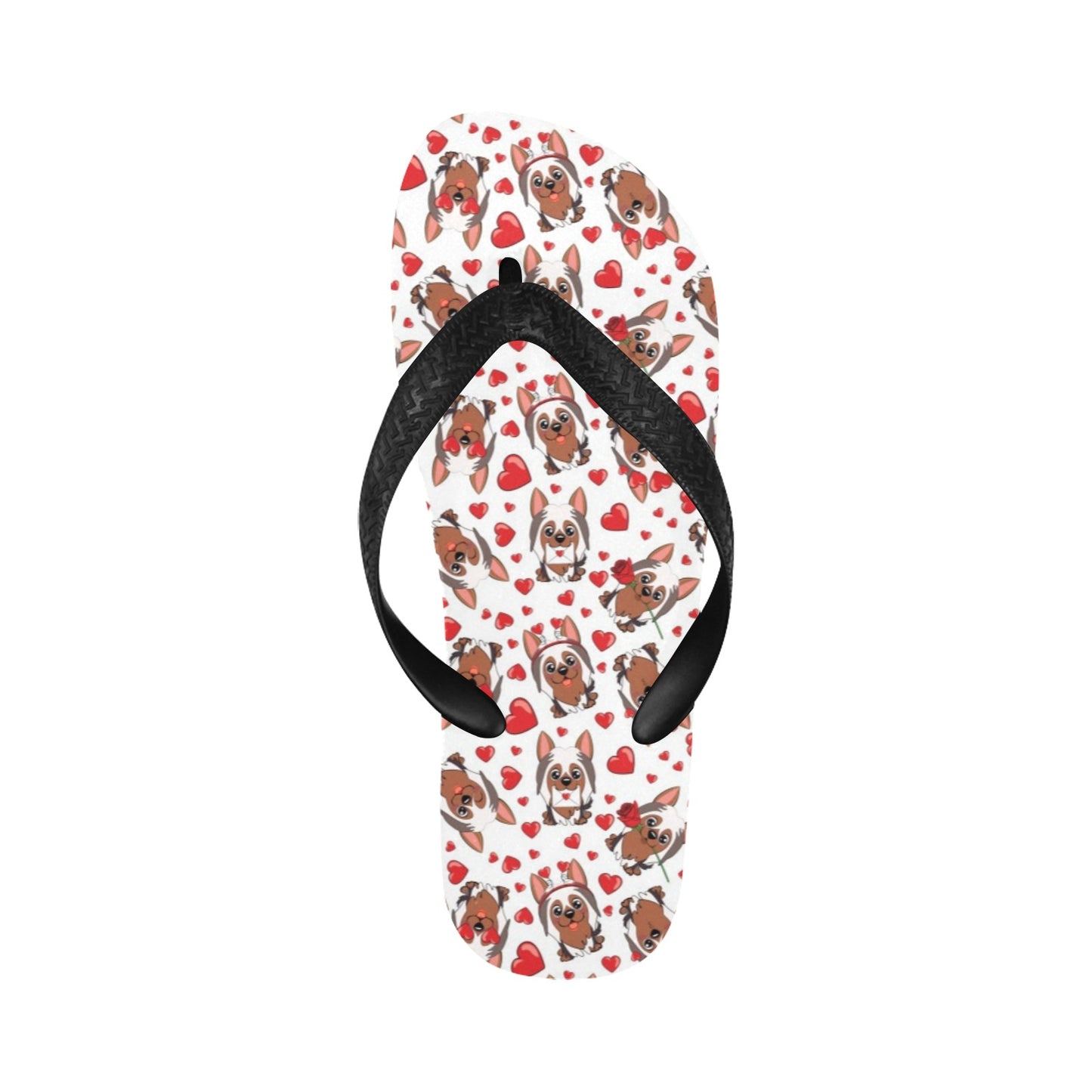 Silky Terriers Heart Print Design LKS302 Flip Flops
