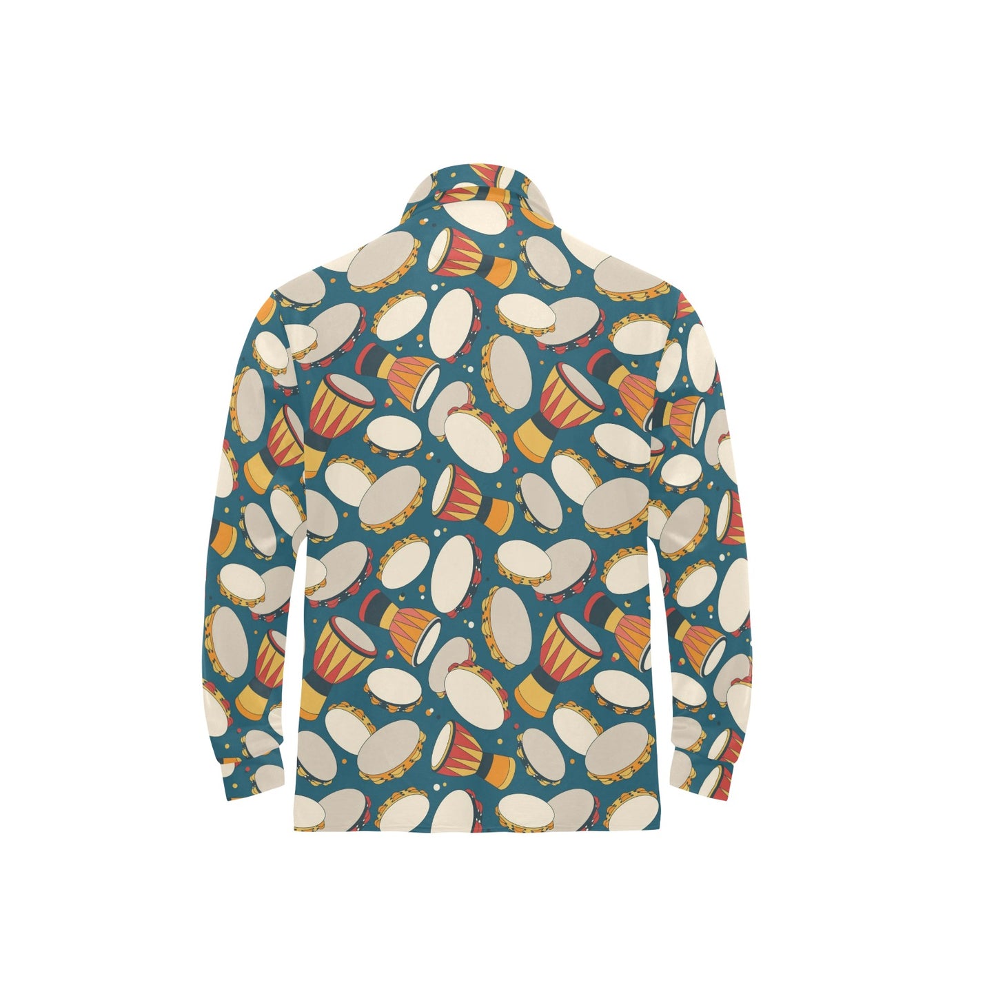 Tambourine Pattern Print Design 01 Long Sleeve Polo Shirt For Men's
