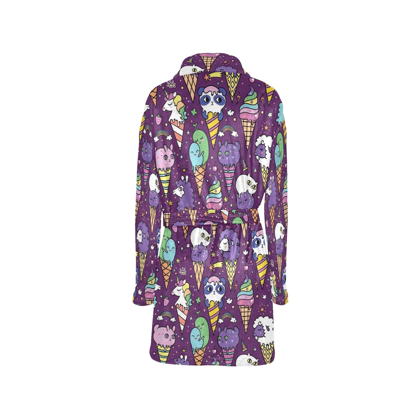 Ice Cream Pattern Print Design IC07 Women's Fleece Robe