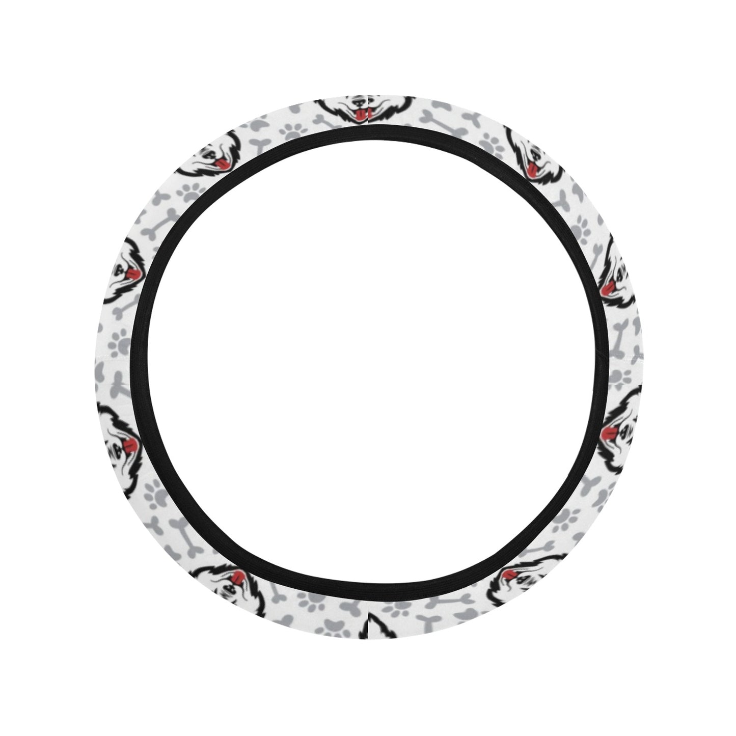 Siberian Huskies Print Design LKS305 Steering Wheel Cover with Elastic Edge