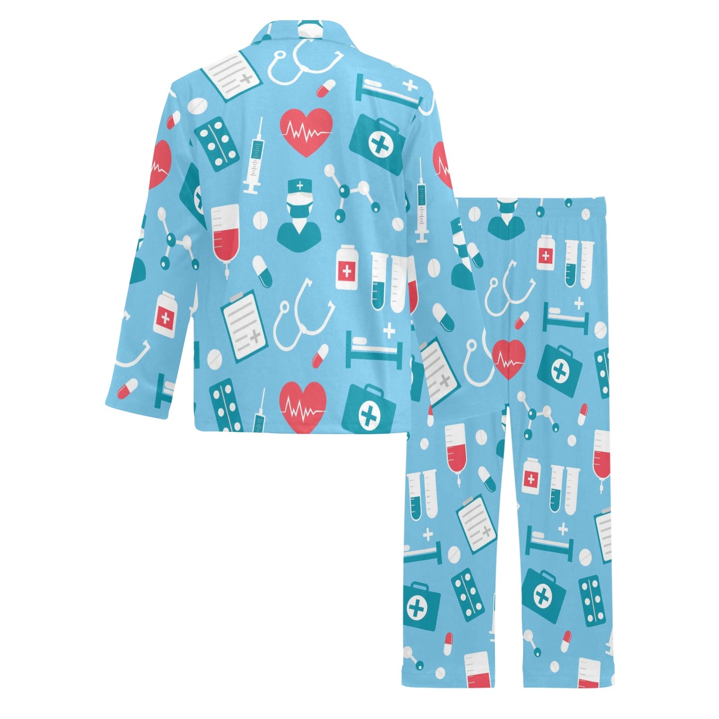 Nurse Pattern Print Design A03 Men's Long Pajama Set