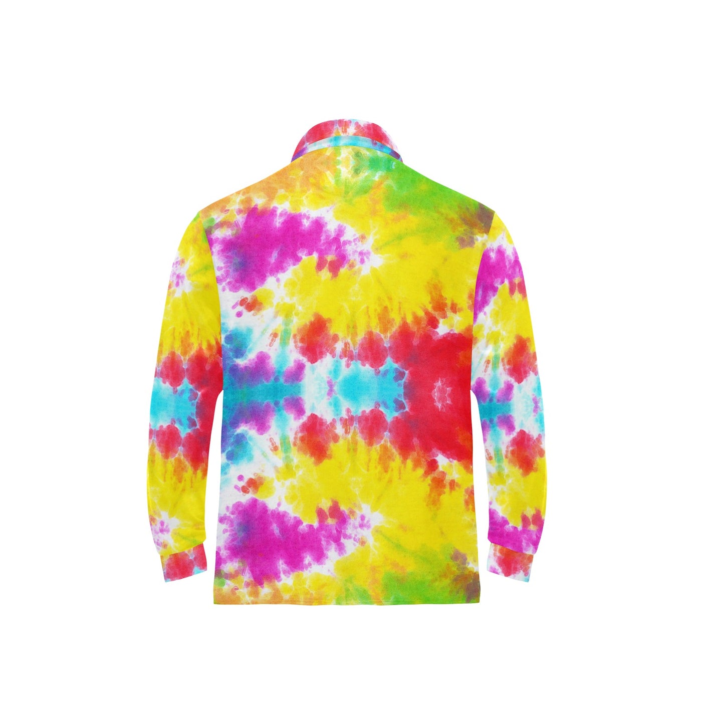 Tie Dye Rainbow Themed Print Long Sleeve Polo Shirt For Men's