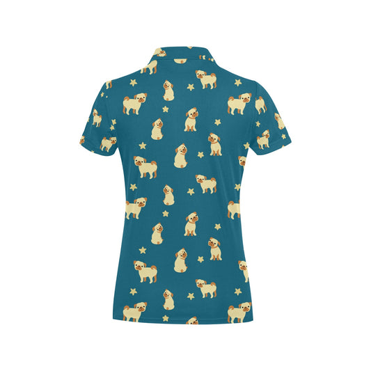 Pug Pattern Print Design A06 Women's Polo Shirt