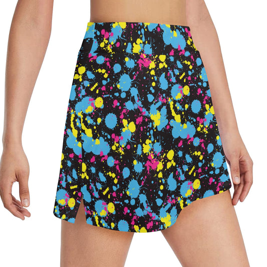 Splatter Colorful Print Design LKS301 17" Golf & Pickleball Skort with Pockets