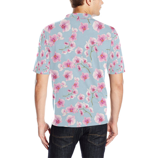 Orchid Pink Pattern Print Design OR01 Men Polo Shirt