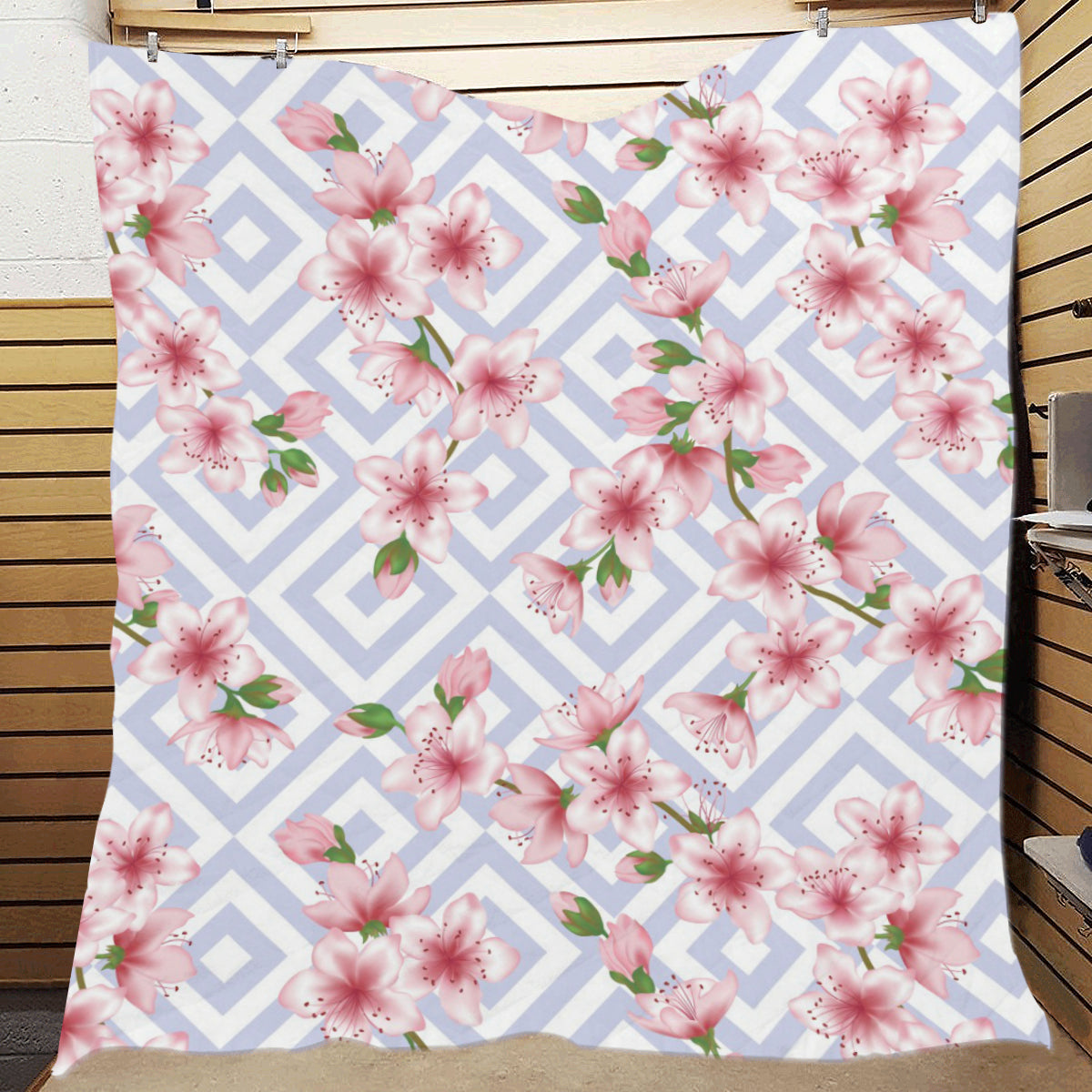 Cherry Blossom Pattern Print Design CB07 Premium Quilt