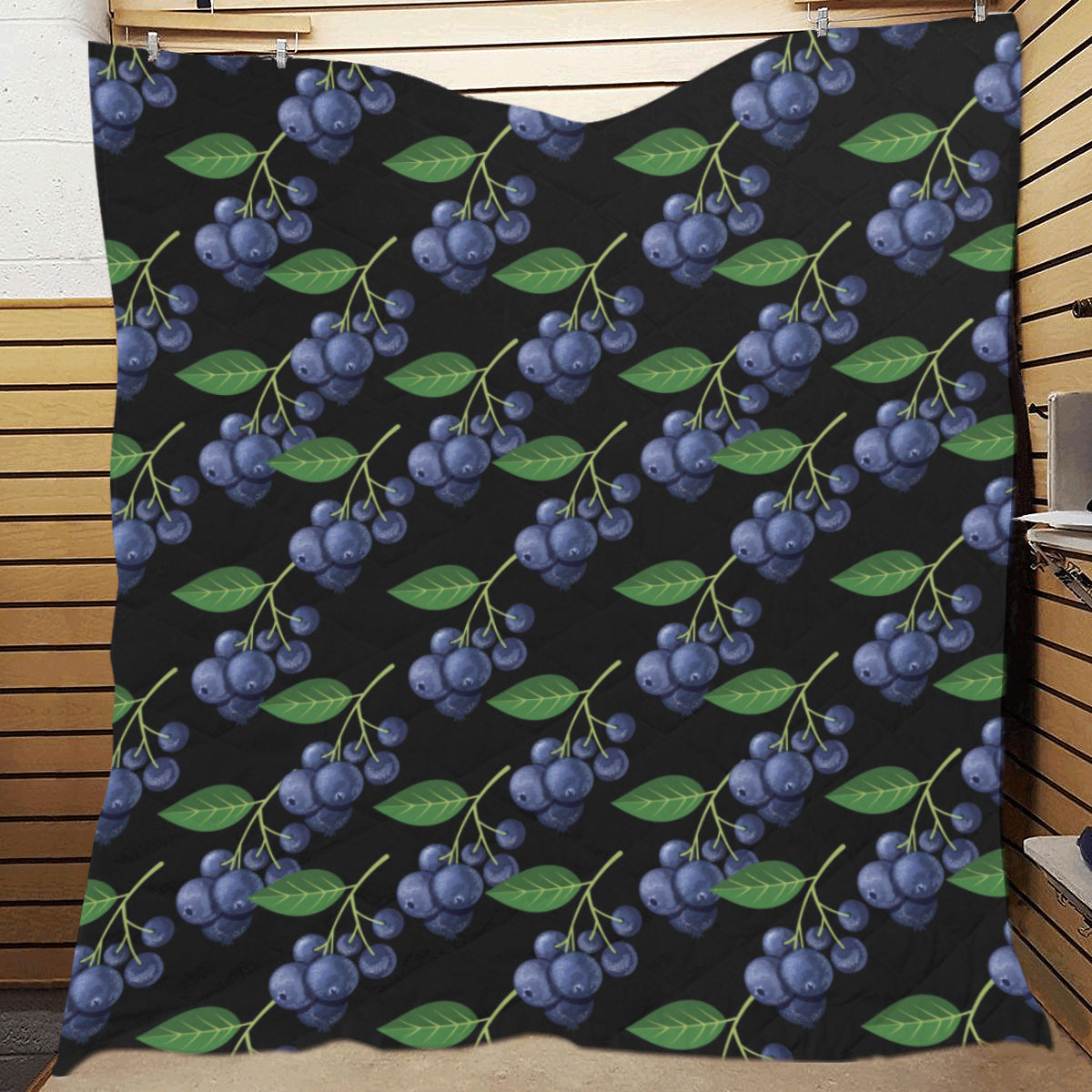 Blueberry Pattern Print Design BB01 Premium Quilt